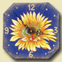 le ceramiche di Angela Occhipinti - orologio con girasole in blue